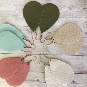 π Leather Teardrop Earrings